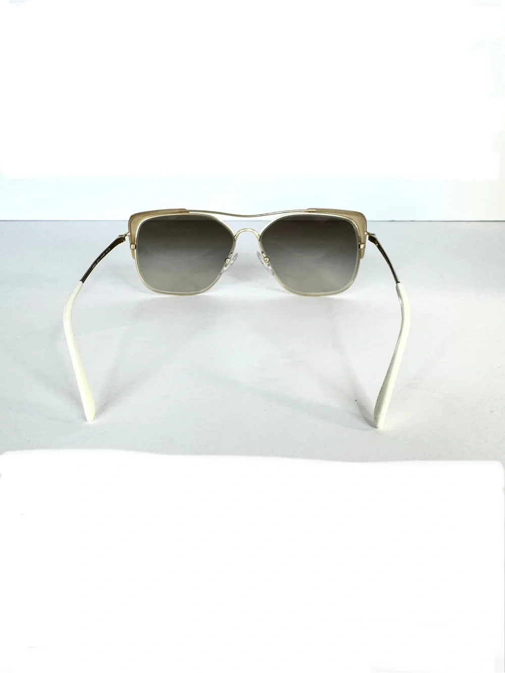 PRADA SPR54V Pilot Rectangle Sunglasses Made In Italy Pale Gold Black